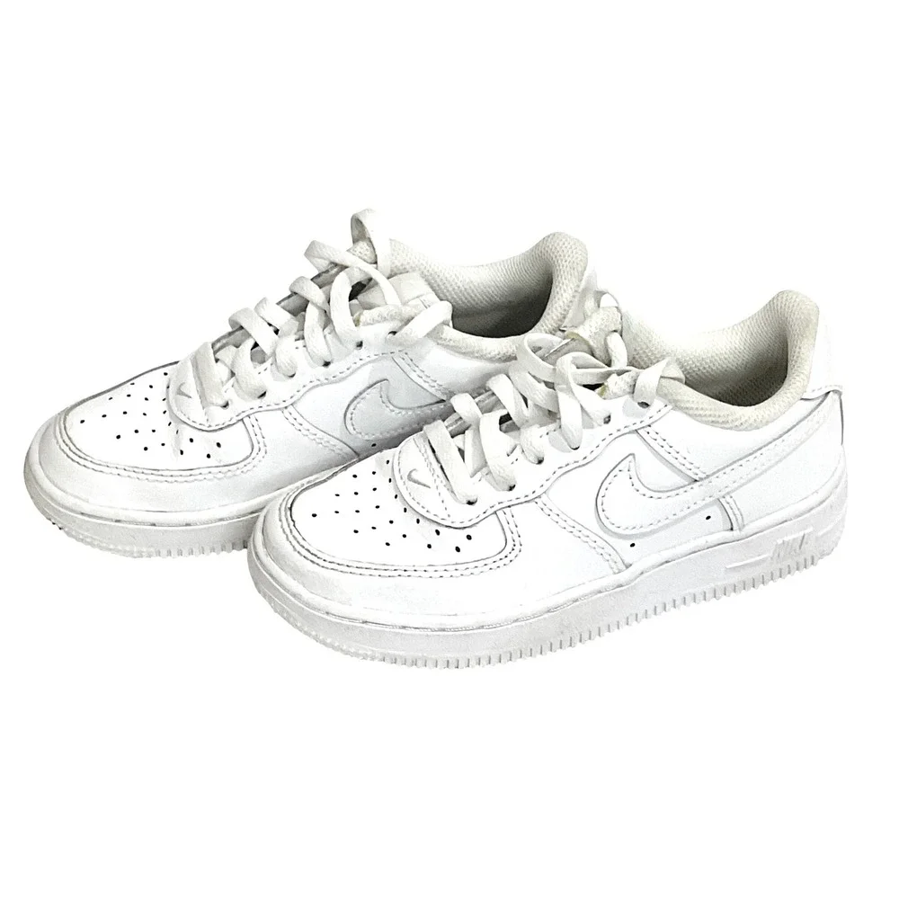Nike DH‎ 2925-111 triple white Force 1 low leather preschool size 11 child kids